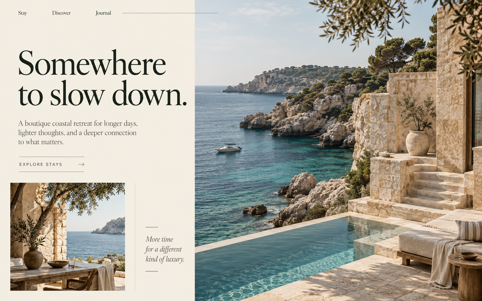 Coastal retreat — An editorial website for a slower kind of stay.